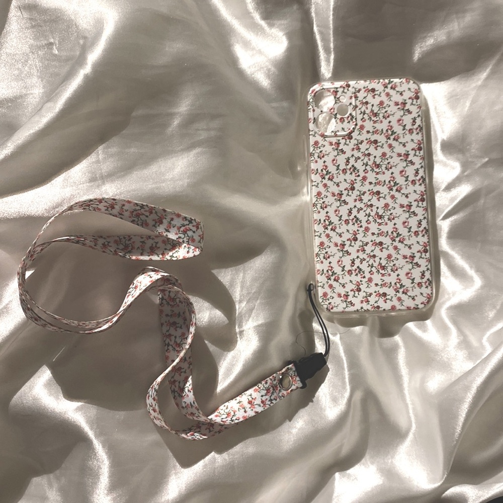 Coquette Floral Pink Phone case. Fits Iphone 11. Can be used w/ or w/o lanyard.